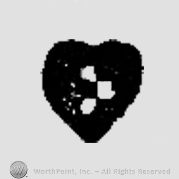 A heart shaped design with three small squares.