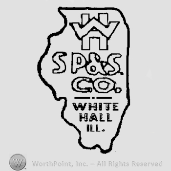 written on an irregular shape: S P & S Co, WHITE HALL ILL.