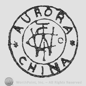 2 cirlces, in the large one is written AURORA above, CHINA under, in the middle of the small circle sre written the initials T W C Co