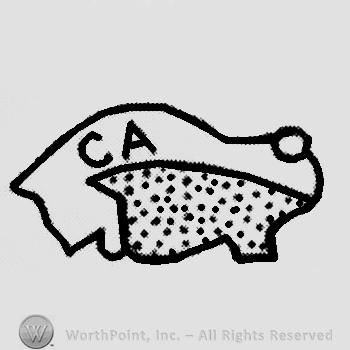 Shape similar with a map and letters CA inside.