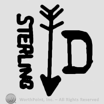 An arrow with word Sterling in the left side;letter D in the right side.