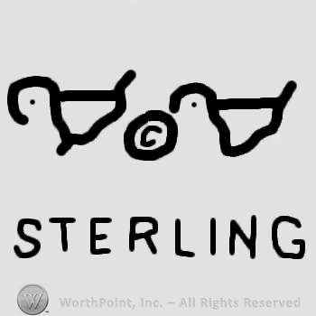 Shape made from two birds and letter C in a circle on top;word Sterling below.