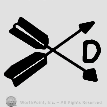 Two crossed arrows and letter D.