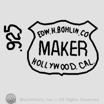 Shield with Edw H Bohlin Co Maker Hollywood Cal inside;925 written outside.