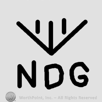 An arrow and letters NDG.