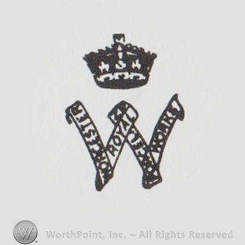 a crown above a banner in a W ahape and WORCHESTER ROYAL PORCELAIN WORKS