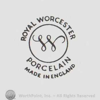 circle with a W inside and ROYAL WORCHESTER PORCELAIN MADE IN ENGLAND