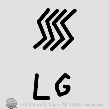Four stripes or waves and letters LG.