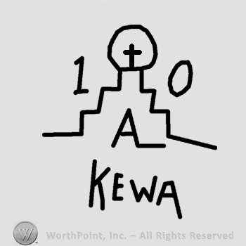 Letters AL inside a shape with a cross on top;word Kewa below.