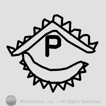Letter P with an angular stamp above.