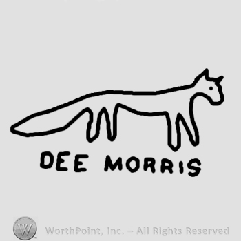 A coyote or a fox on top of words Dee Morris