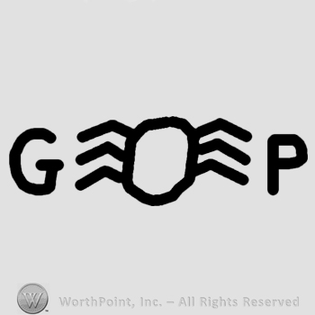 Letters GP and a spider between.