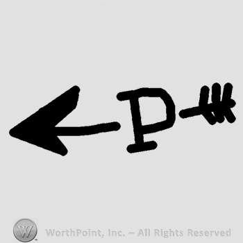 Letters P inside and arrow,