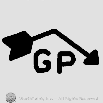 Letters GP and an arrow