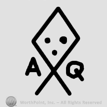 Letters AQ and a diamond shape with three dots inside.