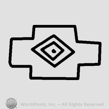 Diamond with dot inside;shape similar to a cross.