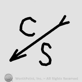 An arrow and letters CS.