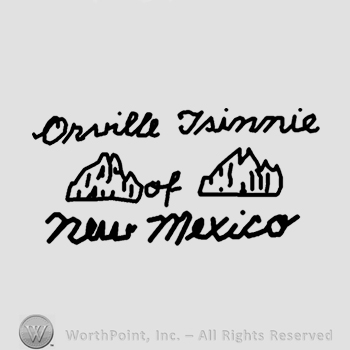 Orville Tsinnie of New Mexico written;Mountains symbol.