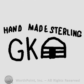 Letters GK and a hogan;Hand Made Sterling on top.