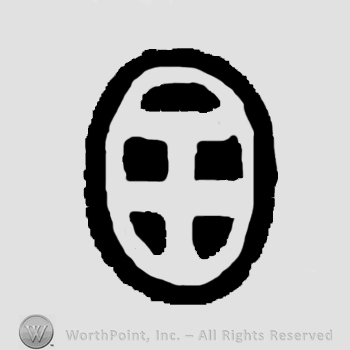 An oval with a double cross inside.