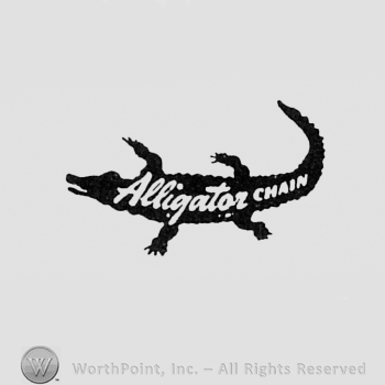 An alligator with words ALLIGATOR CHAIN written on.