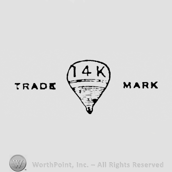 14K written over a balloon; words TRADE MARK written one side and another.