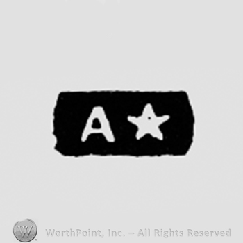 Letter A and a star, inside a black rectangle.