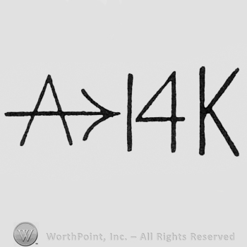 Letter A, an arrow and 14k written next to.