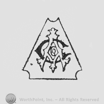 Monogram of letters AC Co inside an triangle.