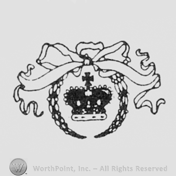 Crown inside a circle with ribbon.