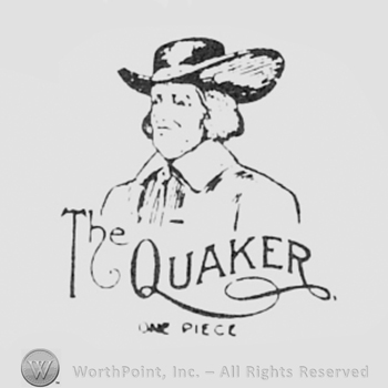 Man with hat and word THE QUAKER written bellow.
