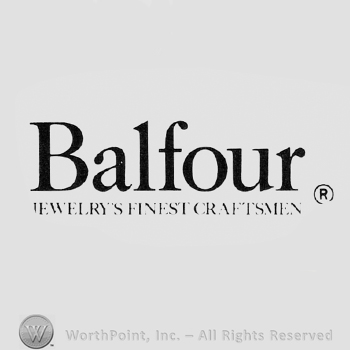 Word BALFOUR written above text JEWELRY FINEST CRAFTSMEN.