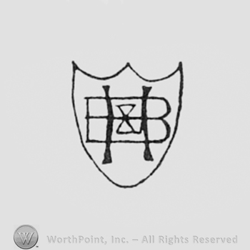 Monogram of letters B and H over a shield.
