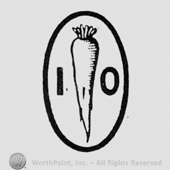 Letters I and O, and a carrot, all inside an oval.