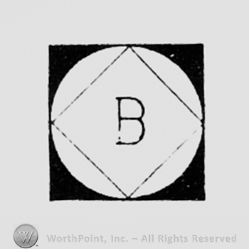 Letter B inside a diamond, all inside a square.