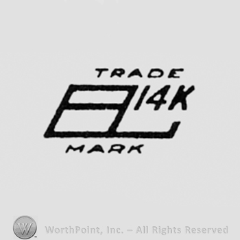 Monogram of letters B and L, words TRADE MARK 14K written around it.
