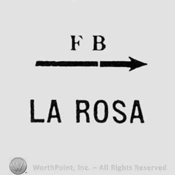 Letter F and B, and an arrow, all above word LA ROSA.