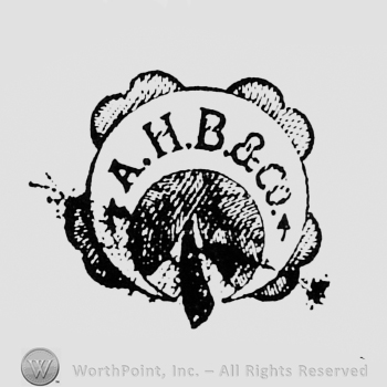 Picture of a mountain and a crescent, and letters A, H, B, and Co.