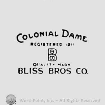 Text: COLONIAL DAME BLISS BROS CO. REGISTERED QUALITY 1911.