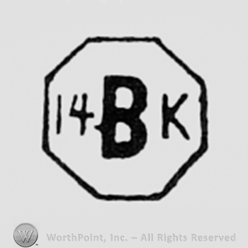 Letter B and 14k written inside an octagon.