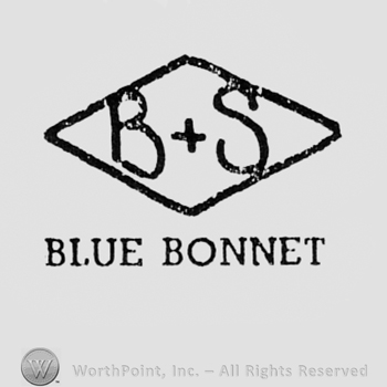 Letters B + S inside a diamond, and words BLUE BONNET written bellow.