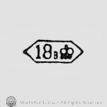 18b and a crown inside a rectangle.