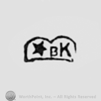 Star and letters BK inside a rectangle.