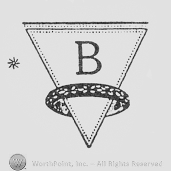 Letter B over a triangle, and a ring.