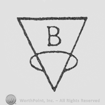 Letter B over a triangle, and a ring.