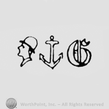 Man's head, anchor and letter G.