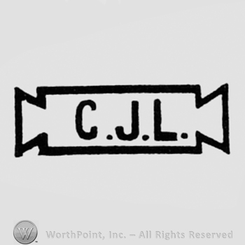 Letters C, J and L inside a shape like a ribbon.