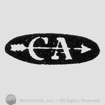Letters C and A pierced by an arrow, all inside a black oval.