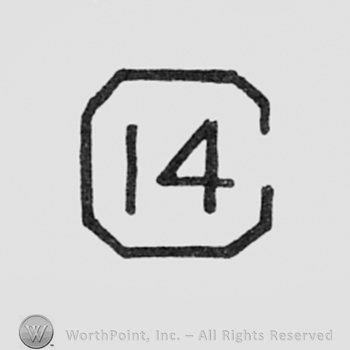 14 written inside a discontinued square.