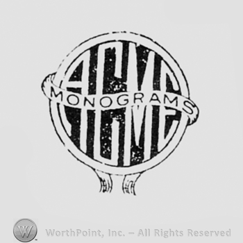 Letters ACME inside a circle and word MONOGRAMS written over.